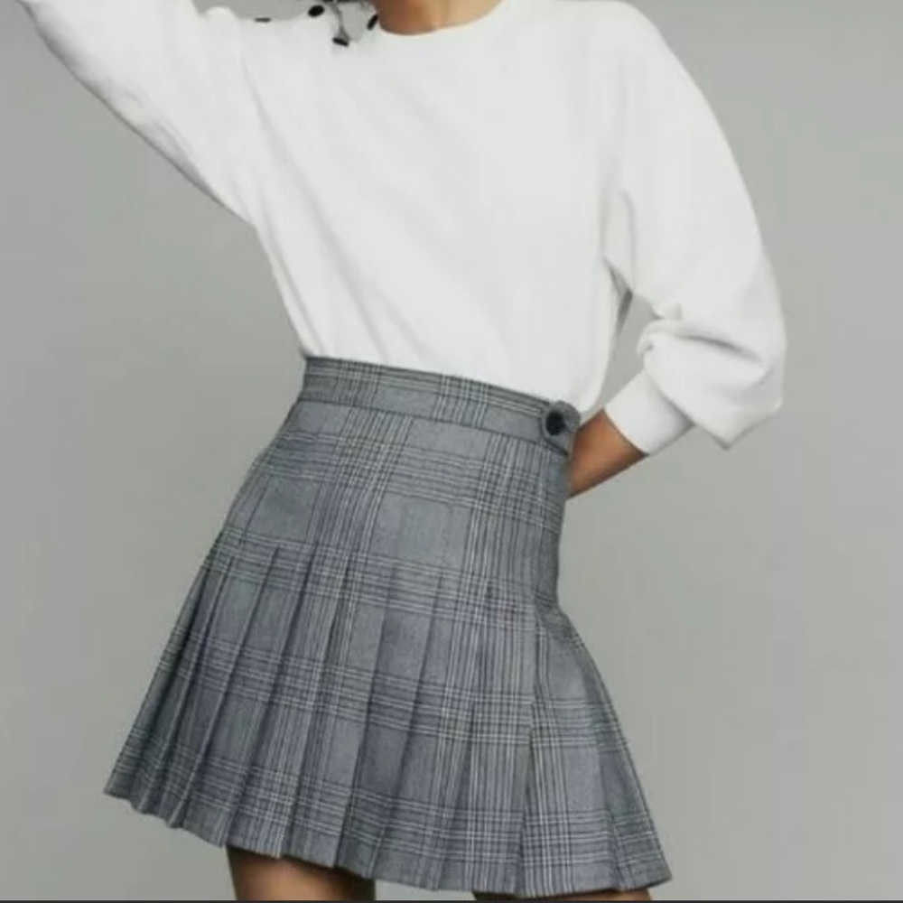 Maje Jalaime Plaid Pleated Mini Skirt / Skort